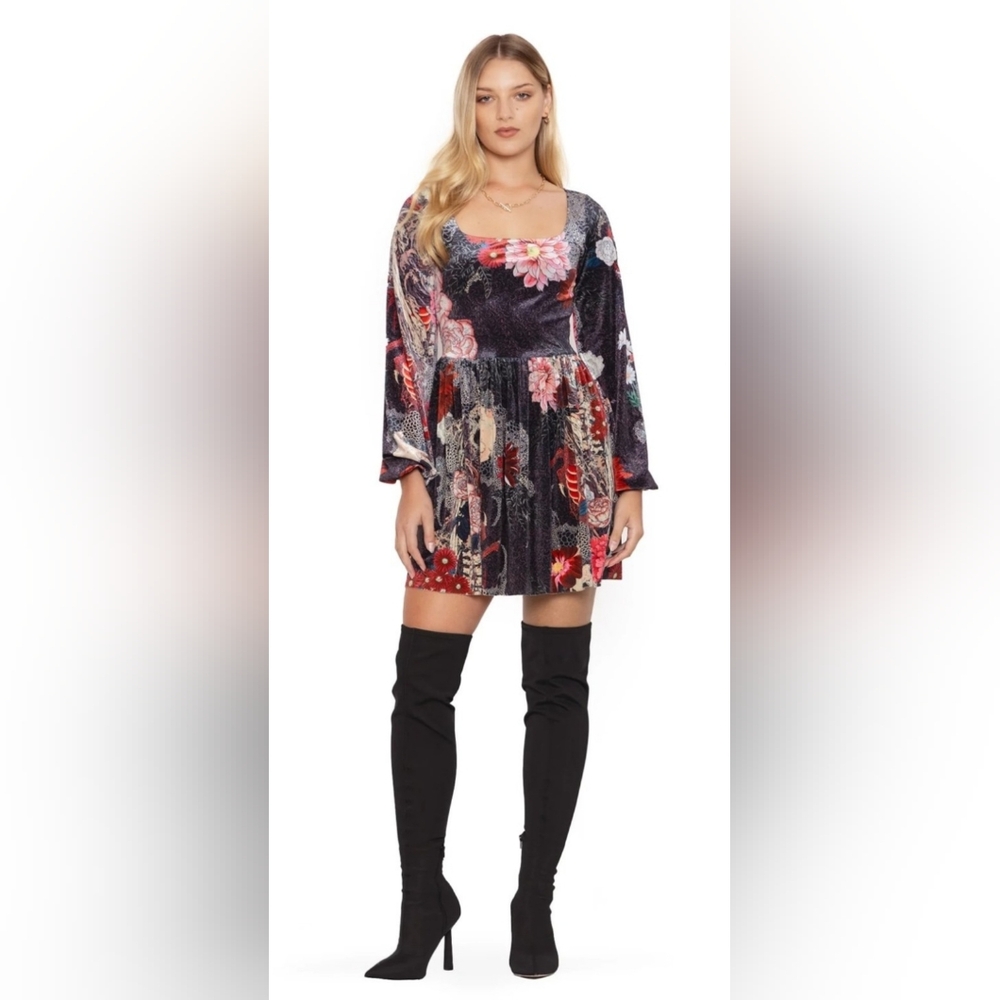Blackmilk Spirit Of A Dragon Velvet Bishop Skull Dress by Yamamoto, Small
